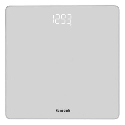 Homebuds Professional Bathroom Scale, 400lb, Crystal LED, Step-on, Silver