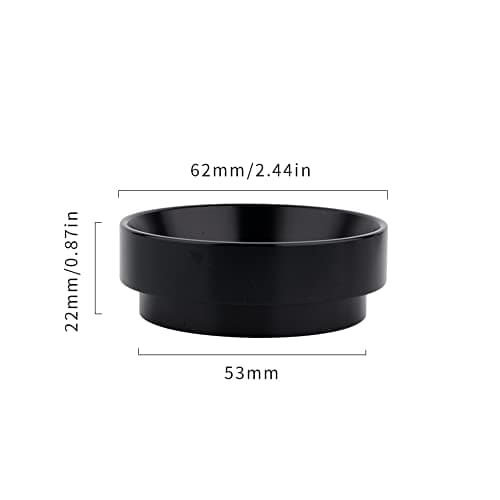 53mm Espresso Dosing Funnel, Magnetic Stainless Steel Ring, Compatible Black