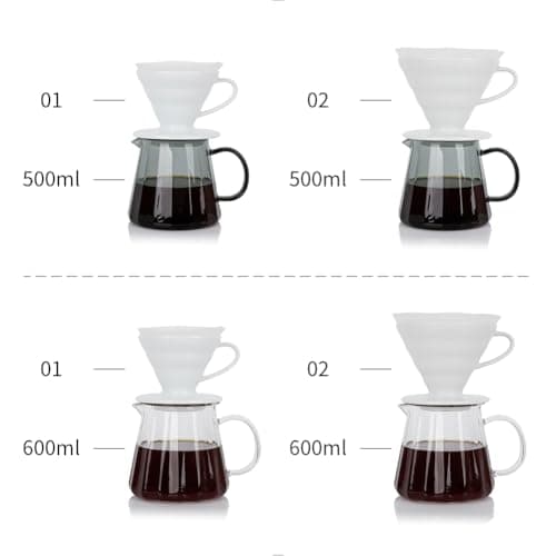Heat Resistant Borosilicate Glass Carafe, 500ml Pour Over Coffee Server