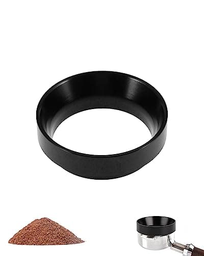 Magnetic Espresso Dosing Ring Funnel, Compatible Aluminum Coffee Maker Accessory, Black (53MM)