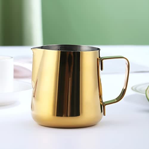 Kyraton Gold 12oz Milk Frothing Pitcher for Espresso Cappuccino Latte Art