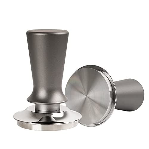 58mm Calibrated Espresso Tamper, Spring Loaded Stainless Steel Base, Silver Barista Accessory