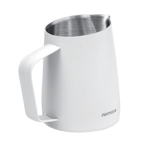 Normcore Non-Stick White Milk Pitcher, 450ml Espresso Frother, Round Spout
