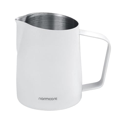 Normcore Non-Stick White Milk Pitcher, 450ml Espresso Frother, Round Spout