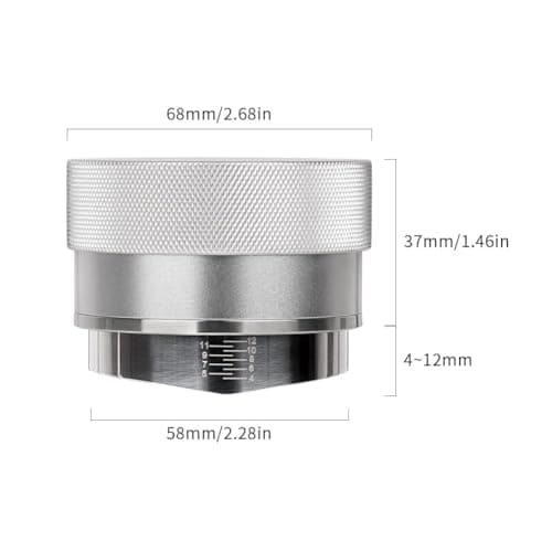 Coffee Distributor 58mm, Espresso Leveler Tool, Adjustable Depth Tampers, Three-Blade Spiral Pattern, Silver