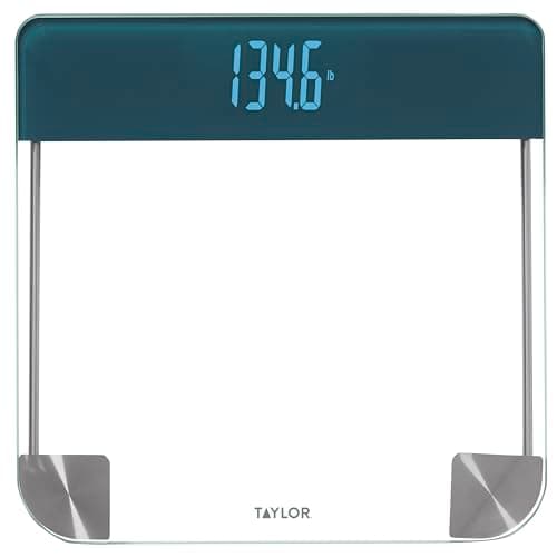 Taylor Extra Accurate Digital Scales, 440LB Capacity, Blue LCD, Stainless Steel Accents, 12.4" Platform
