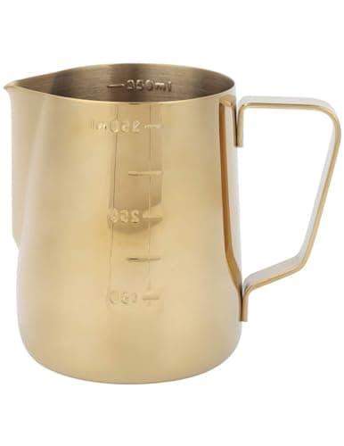 Stainless Steel 20 oz Gold Milk Frother with Cup & Handle, Perfect for Latte Art