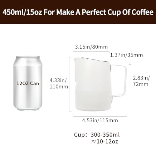 Watchget White Stainless Steel 15oz Milk Frothing Pitcher Espresso Steaming Cup