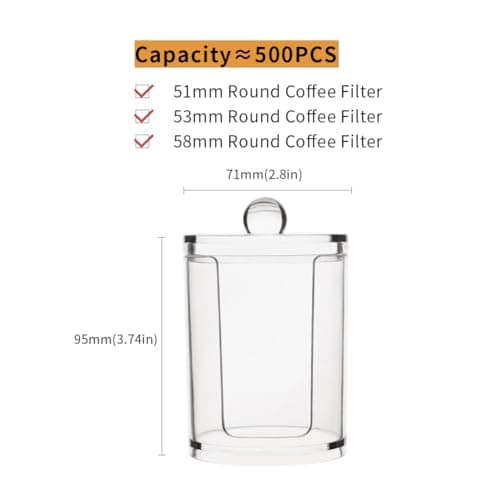 Watchget 51/54/58mm Acrylic Espresso Filter Holder with Lid