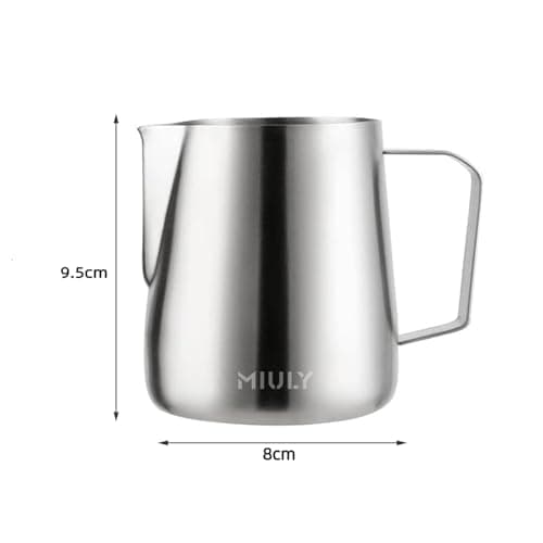 Miuly 304 Stainless Steel Milk Frothing Pitcher, 14oz Steaming Cup