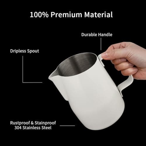 Watchget White Stainless Steel 15oz Milk Frothing Pitcher Espresso Steaming Cup