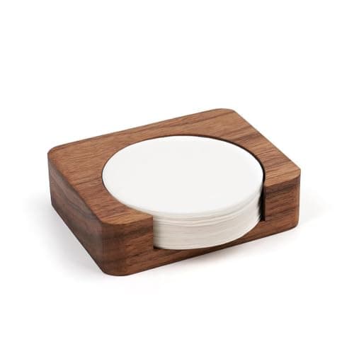 watchget Espresso Paper Filter Holder & Dispenser for 51mm/53mm/54mm/58mm Filters, Wooden