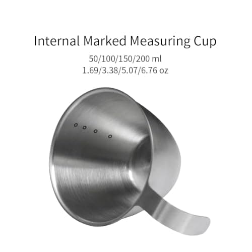 Watchget Stainless Steel 200ml Espresso Shot Measuring Cup with Handle and Inside Scale