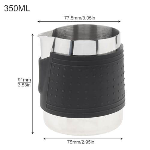 2PC 12 oz Stainless Steel Handleless Milk Pitcher with Round Spout