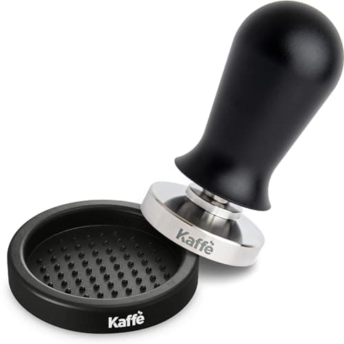 Kaffe 54mm Spring Loaded Tamper and Tamping Mat - Waterproof, Food Safe Silicone, Anti-Slip Coffee Tamper and Mat for Home Use
