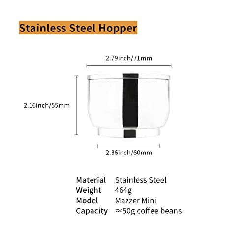 watchget Mini Stainless Steel Espresso Grinder Hopper Replacement
