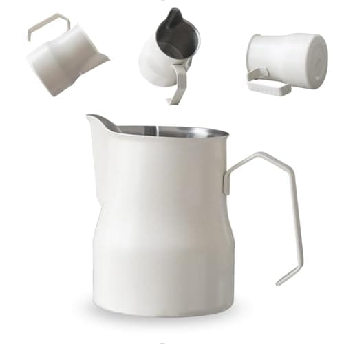 WatchGet 15oz Stainless Steel Milk Frothing Pitcher, White