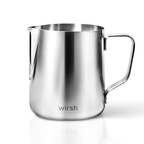 Wiresh 12oz Stainless Steel Milk Frothing Pitcher for Espresso, Latte and Cappuccino