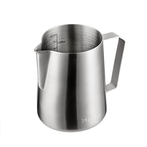 Miuly 304 Stainless Steel Milk Frothing Pitcher, 14oz Steaming Cup