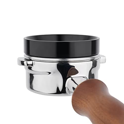 53mm Espresso Dosing Funnel, Magnetic Stainless Steel Ring, Compatible Black
