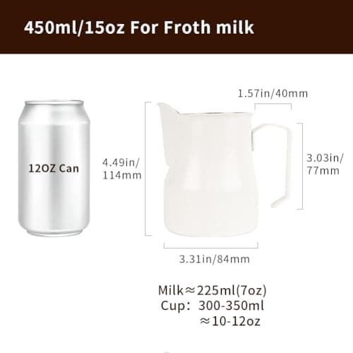 WatchGet 15oz Stainless Steel Milk Frothing Pitcher, White