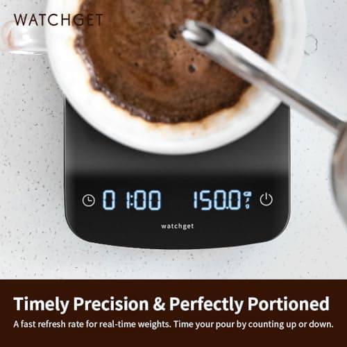 Coffee Scale with Timer, 2200g/0.1g Accurate, Digital Kitchen Scale, Black