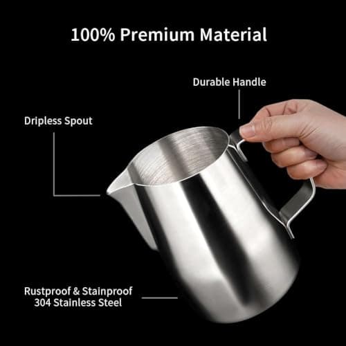 watchget Stainless Steel 15oz Frothing Pitcher for Espresso Machines Silver
