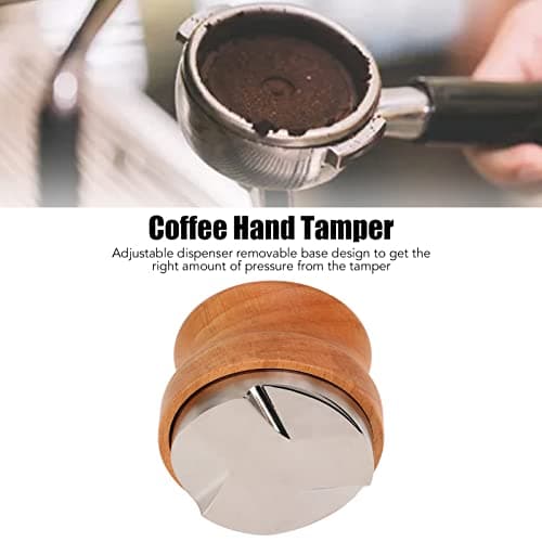 53mm Stainless Steel Tamping Tool for Espresso, Wood Handle, Aluminum Alloy Reinforced