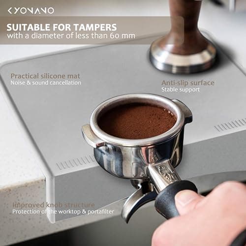 KYONANO Espresso Tamping Mat - Gray Silicone 7.5x6 Inch Non-Slip Tool