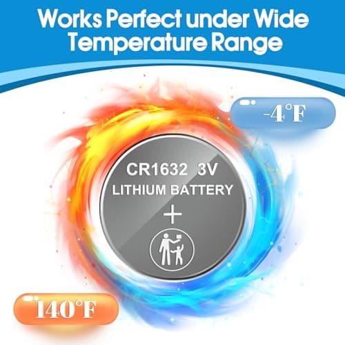 Volkate CR1632 Lithium Coin Cell Batteries, 5-Pack, for Car Keys, Watches, Remotes