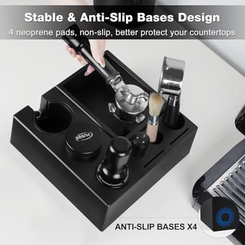 PUSEE 9-in-1 Espresso Knock Box & Tamp Station Accessories