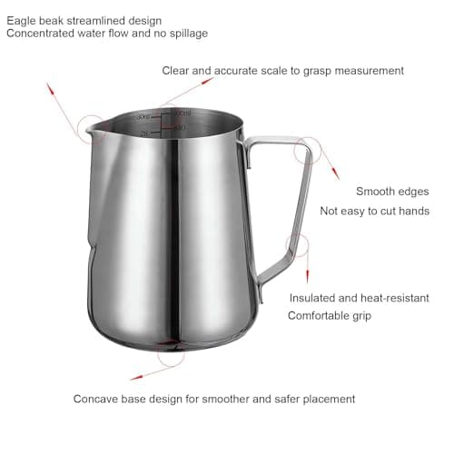 Stainless Steel 32 OZ Milk Frothing Pitcher for Espresso Machines