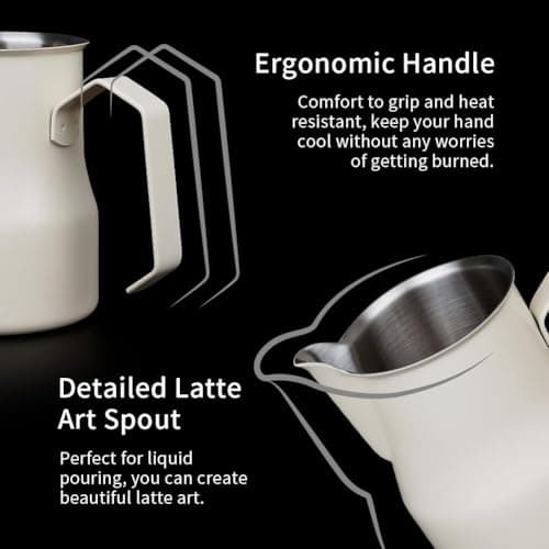 WatchGet 15oz Stainless Steel Milk Frothing Pitcher, White
