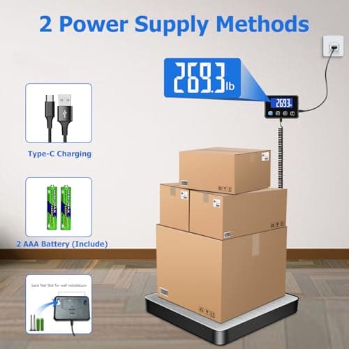 High-Accurate 440 lbs Digital Postal Scale with Hold/Tare, Battery Included, Perfect for Small Business, Packages, Lugga