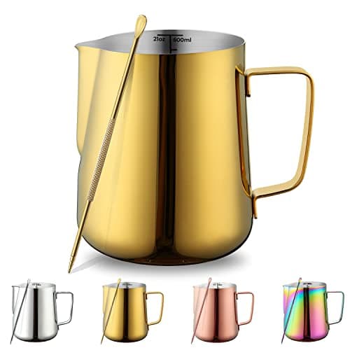 Kyraton Gold 12oz Milk Frothing Pitcher for Espresso Cappuccino Latte Art