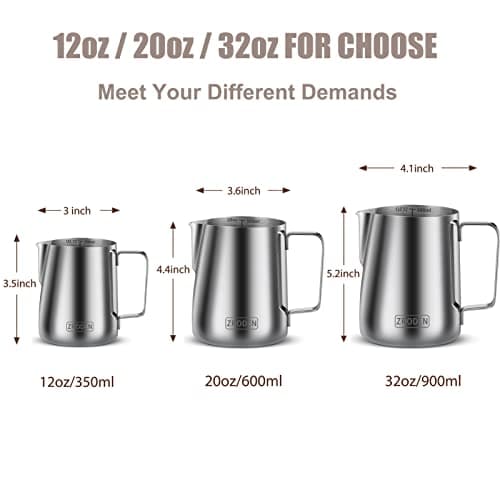 Stainless Steel Milk Frothing Pitcher for Espresso Machines