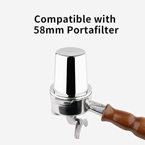 58mm Dosing Cup for Espresso Machines, Stainless Steel Barista Tool, Brushed Silver
