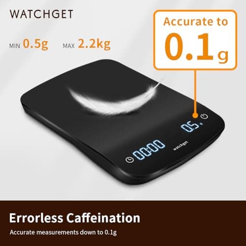Coffee Scale with Timer, 2200g/0.1g Accurate, Digital Kitchen Scale, Black