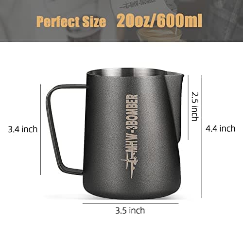 Matte Black 20oz SUS304 Stainless Steel Milk Frothing Pitcher P3014B-OS