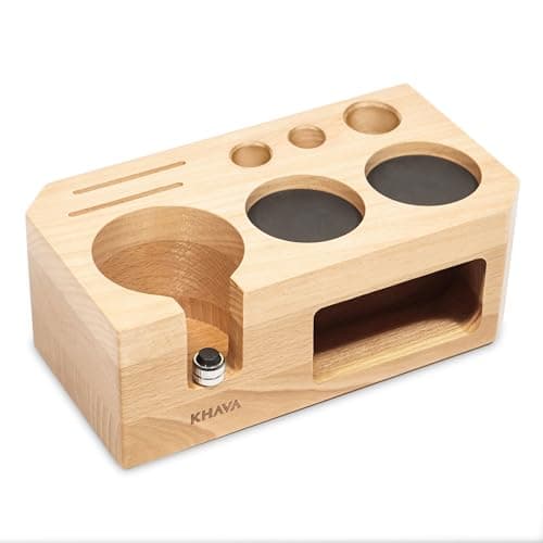 KHAVA Espresso Tamping Station | 51-54mm Wooden Tamper | Espresso Organizer & Portafilter Holder | Coffee Station for Co