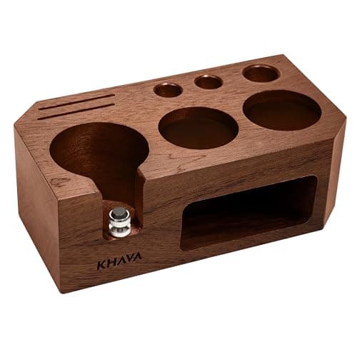 KHAVA Espresso Tamping Station | 51-54mm Wooden Tamper | Espresso Organizer & Portafilter Holder | Coffee Station for Co