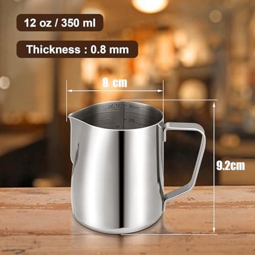 Stainless Steel 12oz Milk Frother Pitcher for Barista Cappuccino Art