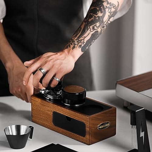 CH5529-OS Walnut Espresso Tamping Station with Magnetic Drawer for 51mm, 54mm, 8mm Tamper Accessories