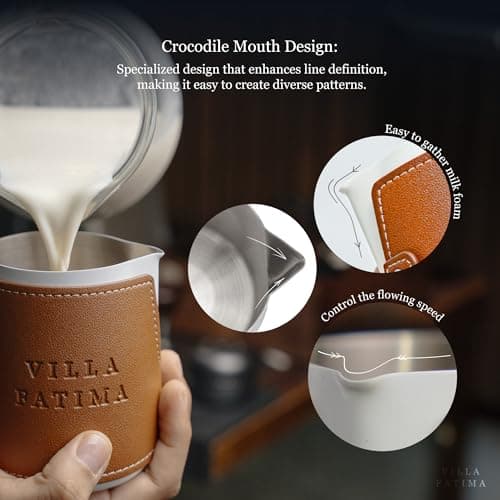 Premium Stainless Steel Handleless 14oz Milk Frothing Pitcher - Barista Gift Box - Green