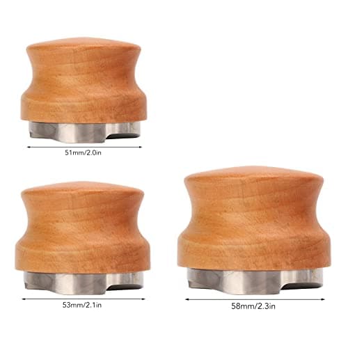 53mm Stainless Steel Tamping Tool for Espresso, Wood Handle, Aluminum Alloy Reinforced