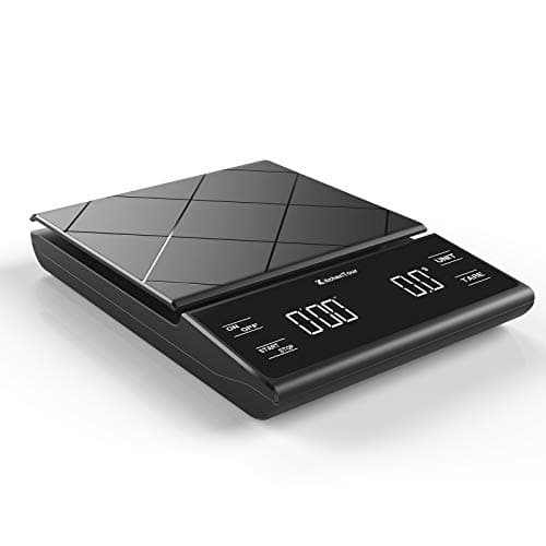 KitchenTour Digital Coffee Scale with Timer - 3kg/0.1g Precision Black