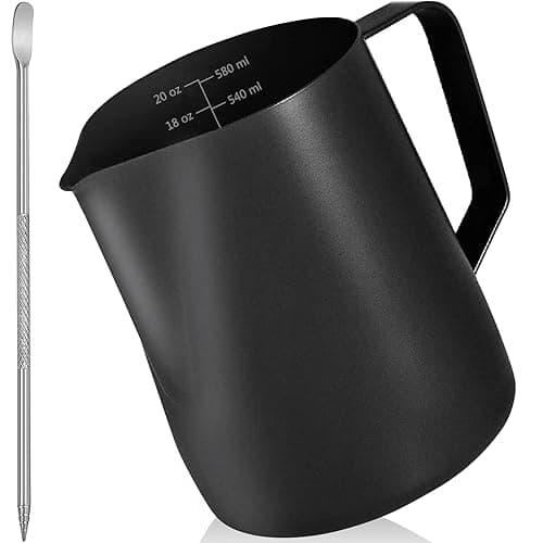 TooCust Stainless Steel Milk Frothing Pitcher, 20 OZ Black