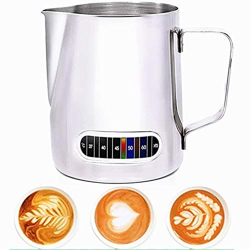 Stainless Steel Milk Frothing Pitcher with Thermometer, 20 oz