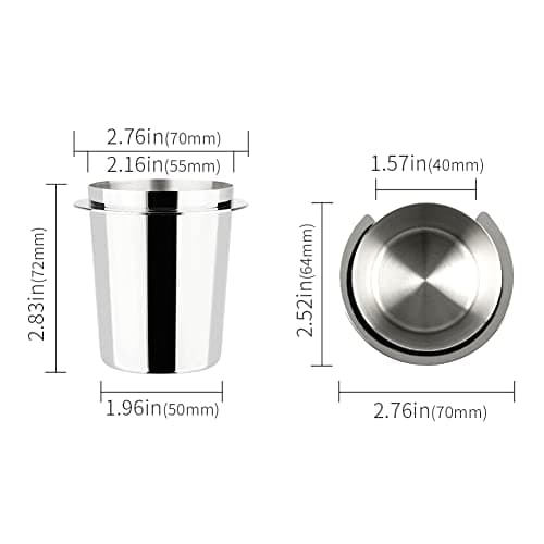 58mm Dosing Cup for Espresso Machines, Stainless Steel Barista Tool, Brushed Silver