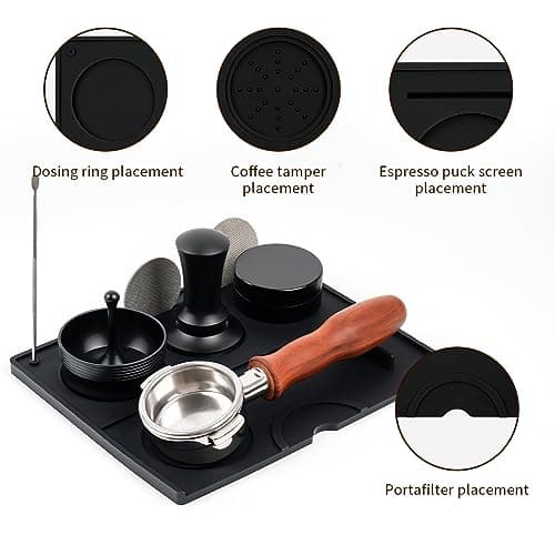 Espresso Tamping Mat - Food Grade Silicone for Baristas & Home Coffee Shops (Black)